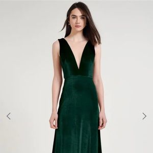 Jenny Yoo Logan velvet dress in emerald